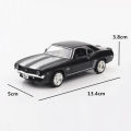 1:36 Chevrolet USA 1969 Camaro SS Vintage Matte Black Diecast Metal Car Model Toy For Collection Gift Kids A318. 