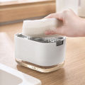 Soap Dispenser Box Press Dispenser Scrubbing Liquid Container Kitchen Bathroom Automatic Detergent Foam Box with Sponge Holder. 