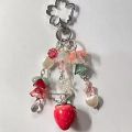 Cute Strawberry Bow Keychain Y2K Coquettish Fairytale Lily of the Valley Handbag Pendant Key Ring Jewelry Accessories Girls . 