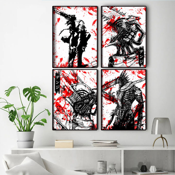 Watercolor cartoon japanese anime poster chainsaw man manga japanese style home Decoration aesthetic Canvas Painting Wall Art