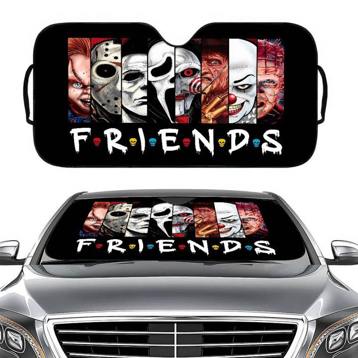 Horrible Friends Killer Movie Holographic Windshield Sunshade Car Front Windshield 70x130cm Sun Visor Heat Reflector