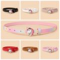 European Cute Simple Fashion Design Oil Dropping Unicorn Pony Buckle Thin Belt for Boys and Girls Universal for Kids. 