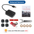 JMCQ USB Android TPMS Tire Pressure Monitoring System Display Alarm System Internal External 5 Sensors For Car Navigation Radio. 