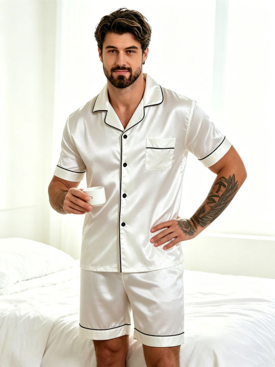 Men's%20Silky%20Satin%202Pcs%20Pajama%20Set%20Short-Sleeve%20Lapel%20Chest%20Pocket%20Shirt%20And%20Shorts%20Smooth%20Touch%20Soft%20Sleepwear%20Cozy%20Nightshirts%20-%20Image%207