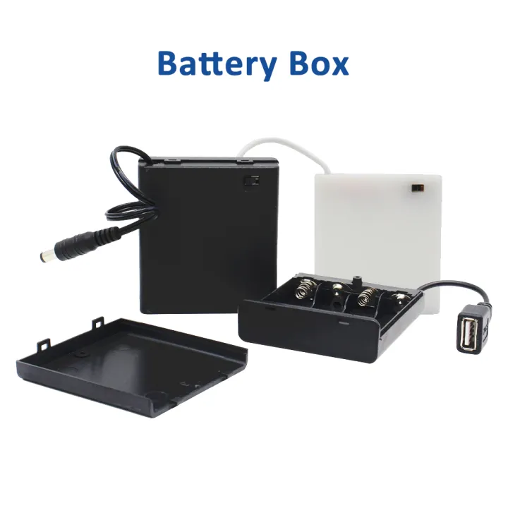 4AA USB DC Battery Box Portable Power Supply Storage Case Holder LR6 ...
