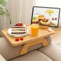 Bamboo Sofa Armrest Tray with Phone Holder Foldable Space Saving Side Table for Snacks Drink Coffee Perfect for Dorms Home Decor. 