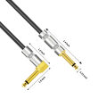 Curly Musical Instrument Audio Guitar Cable Cord 1/4 Inch Straight to Right-angle Gold-plated TS Plugs PU Jacket for Guitar Bass. 