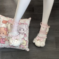 Women's Lolita Mary Jane Shoes, Mid-Heel Round Toe Bow Pumps, Sweet Cute Style, Suitable for Students, Daily and Party Wear..