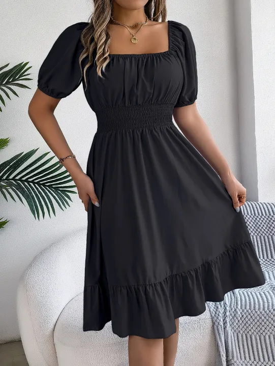 Spring%20Summer%20Elegant%20High%20Waisted%20Dress%20Square%20Neck%20Short%20Sleeved%20Ruffled%20Edge%20Long%20Dresses%202026%20Valentine's%20Day%20Woman%20Clothing%20-%20Image%206