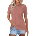 New 2024 Summer Women T Shirt Cotton Elegant Style Zipper Neck Fashion Office Lady Top Short Sleeve Polo For Women.