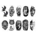 10pcs Waterproof Temporary Tattoo Sticker Dark Wolf Lion Tiger Eagle Snake Deer Skeleton Scorpion Body Art Arm Tattoo Women Men. 