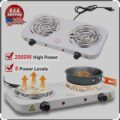 Hot Plate, Plated Stove - 2000W Portable Electric Stove for Cooking with 5 Levels Adjustable Temperature Double Coil Burner Cast Iron. 