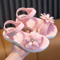Girls Flowers Sandals Kids Sweet Princess Shoes for Party Wedding Kids Leather Sandals French Style Chic Summer Fashion 2024 New Casual Non-Slip.