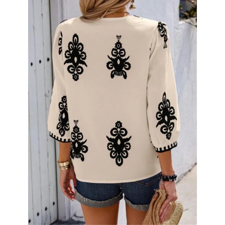 Plus%20Size%20Women's%20Casual%20V-neck%20Shirt%20Woman%20Loose%20Summer%20Casual%20Outdoor%20Tee%20Shirt%20Breathable%20Tops%20-%20Image%202