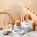 Cube photography prop, trapezoidal hollow geometric photography ornament, photography background, minimalist photography prop. 