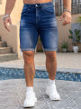 Men Denim Jeans Pants Clothing Trousers Shorts Men's Dark Wash Rolled Cuff Casual Denim Shorts.