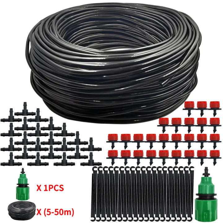 5-50m DIY 4/7mm PVC Garden Watering Garden Hose Micro Irrigation Pipe Drip Watering Kits with Adjustable Drippers Punch Tool