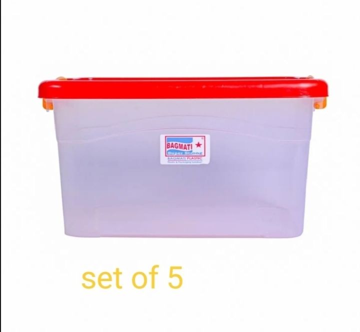 Container Box Multi 5 Piecs Plastic Multipurpose Storage Container Box With Lock /Smart Box ...