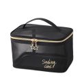 Women Travel Cosmetic Bag Large Capacity Black Mesh Makeup Case Organizer Storage Pouch Casual Zipper Toiletry Make Up Wash Bags. 