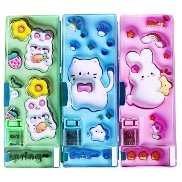 Beautiful Pencil & Pen Bag Boxes & Cases With Double Sharpener Mini Side Box Magnetic Lock System For Multipurpose Use