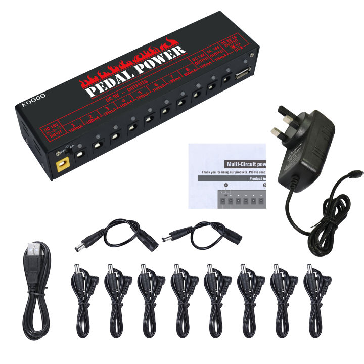 Koogo%20Guitar%20Pedal%20Power%20Supply%2010%20Isolated%20DC%20Output%20for%209V/12V/18V%20Effect%20Pedal%20with%20USB%20Charging%20Port%20for%20iPhone%20Noise%20Filter%20-%20Image%208