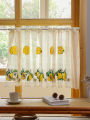 American Lemon Embroidery Short Curtain Kitchen Living Room Cabinet Dust Partition Small Curtains. 