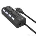 4 Port USB Hub, usb 2.0 hi-speed Hub, Black Color, Data Transfer Speed up to 5GBPs, Fast Transmission,. 