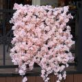Artificial Sakura Flowers Vine Hanging Fake Floral Garland Home Garden Wedding Arch Party Cherry Blossom Wall Decor Arrangement. 