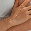 Stainless Steel All-Season Minimalist Hand Harness Bracelet for Women – Elegant Chain with Attached Finger Ring & Adjustable Fit. 