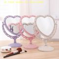 Portable Double-Sided Heart Shape Desktop Makeup Mirror Cosmetic Compact Hand Mirror for Women Vanity Mirror.