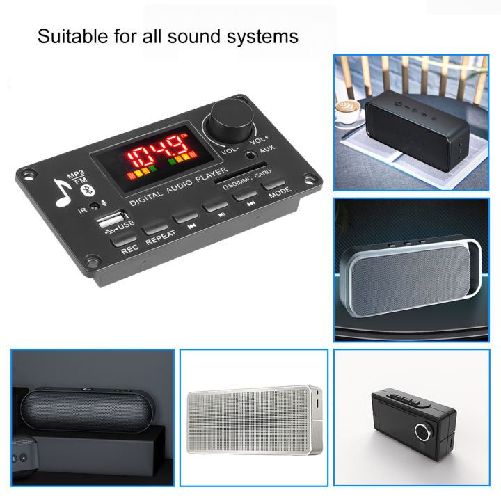 Handsfree%2080W%20Amplifier%20DIY%20MP3%20WAV%20Decoder%20Board%2012V%20Bluetooth%20USB%20FM%20AUX%203.5mm%20TF%20Radio%20For%20Car%20Music%20Speaker%20Recording%20-%20Image%205