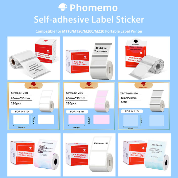 Phomemo M110 M200 M220 M120 Label Printer Sticker SelfAdhesive Label
