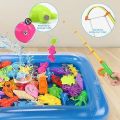 Kids' Fishing Toy Set Play Water Toys for Baby Magnetic Rod and Fish with Inflatable Pool Outdoor Sport Boys Girls. 