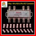 8 in 1 Satellite Signal DiSEqC Switch LNB Receiver 8 Way Multi Switch High Quality With 9Pcs RG6 & 9Pcs RG7 Connectors. 