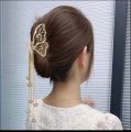 New design fancy stylish modern antique long gold tassel butterfly metal hair clips catchers for girls hair accessories jewlery. 