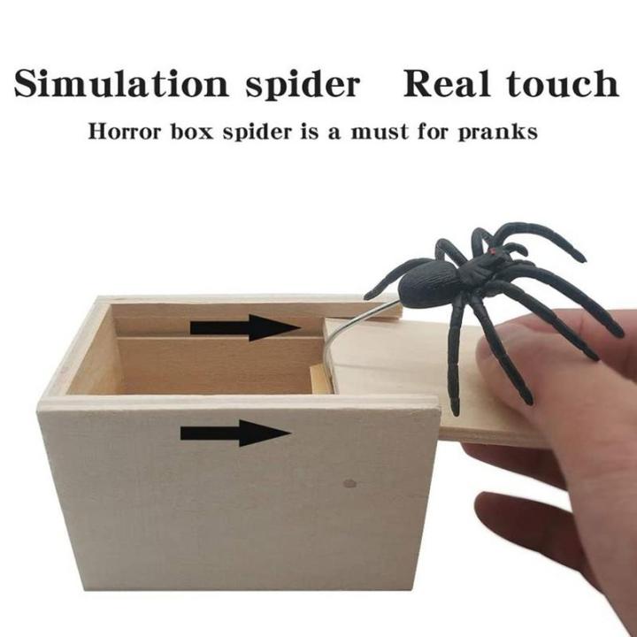 Trick Spider Funny Scare Box Wooden HiddenBox Quality Prank Wooden ...