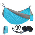 Camping hammock is a portable hammock with tree ties and carry on bags, essential camping equipment. 