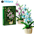 1192pcs Orchid Building Blocks Bouquet Flower Rose Plant Pink Blue Bricks Kid Model Assembled Toys Romantic Valentine's Day . 