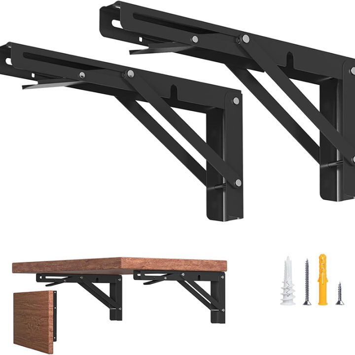 2pcs Bracket Shelves Storage Rack Steel Bracket Triangular Folding Wall ...