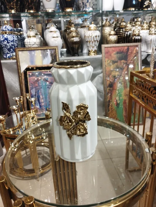 Ceramic%20Vase%208%20inches%20Black%20White%20golden%20flower%20-%20Image%207