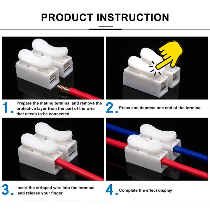 20pcs%20Wire%20Connectors%20CH-2%20CH-3%20No%20Solding%20Welding%20Quick%202P%203P%20Cable%20Wire%20Connector%20No%20Screw%20Terminal%20Block%20Spring%20Clamp%20-%20Image%203