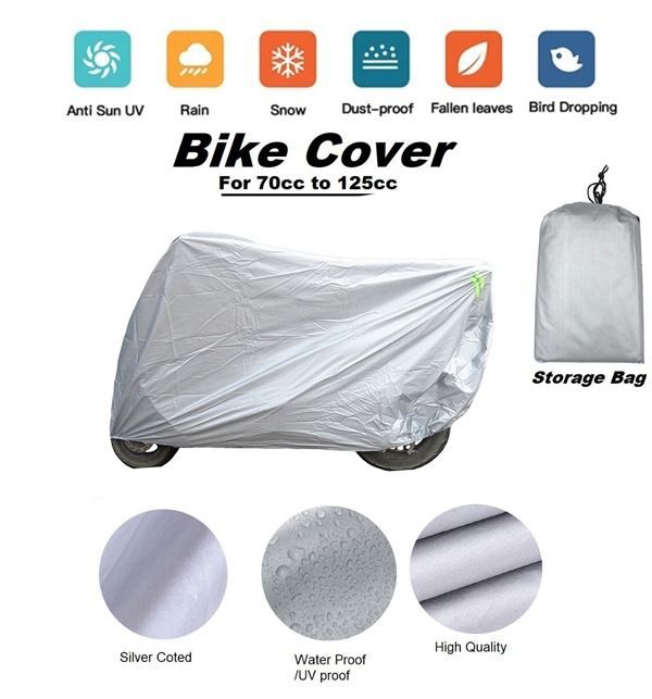 Universal Double Coated Waterproof Bike Cover, Scratch & Dust Proof Bike Parking Cover, Top Cover for Honda 70cc to 125cc