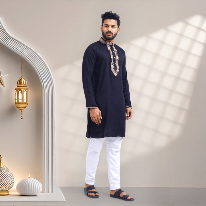 Trendy & Fashionable Men’s Embroidered Panjabi