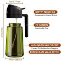 2 in 1 Olive Oil Dispenser Bottle 470ml Light-Blocking Dark Oil Sprayer for Cooking for Kitchen Dark Green Glass Oil Bottle.