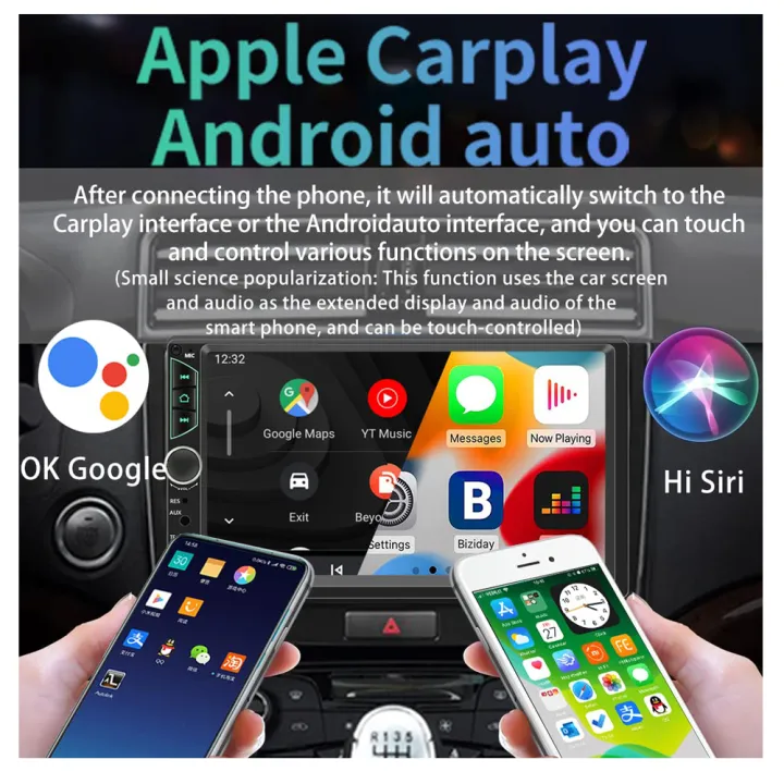 7%20Inch%20Universal%20Car%20Radio%20Stereo%202%20Din%20Touch%20Screen%20Car%20Video%20Player%20Carplay%20Android%20Auto%20with%20Rear%20Camera%20Bluetooth%20USB/TF/AUX%20-%20Image%203