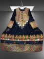 Traditional Afghani Pathani Frock for Girls and Women Black Chiffon Embroidered 3 Piece Dress. 
