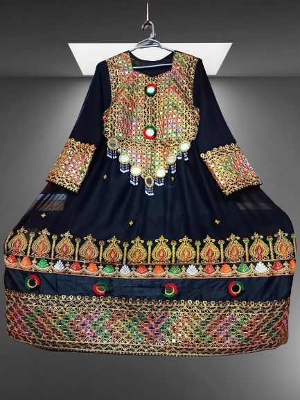 Traditional%20Afghani%20Pathani%20Frock%20for%20Girls%20and%20Women%20Black%20Chiffon%20Embroidered%203%20Piece%20Dress%20-%20Image%202