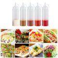 240/360/450/500/680ml Squeeze Condiment Bottles with On Cap Lids Ketchup Mustard Sauces Olive Oil Bottles Kitchen Accessories. 