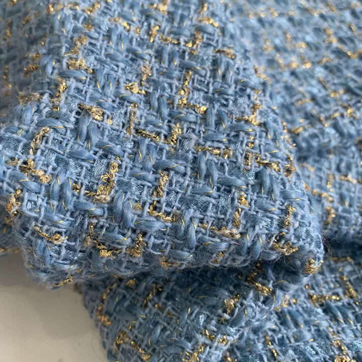 1/2/3M%20Gold%20Silk%20Small%20Fragrance%20Fabric%20Polyester%20Woolen%20Tweed%20Fabric%20Women's%20Shoes%20Hats%20Bags%20DIY%20Clothing%20Dress%20Handmade%20Sewing%20-%20Image%206