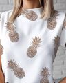 Summer simple small stand-up collar lip print women's elegant shirt top women's clothing. 